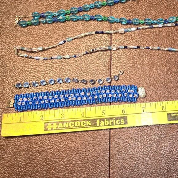 Set of 4 Hand beaded Necklaces-2 and Bracelets-2 Measurements in Pic - Picture 1 of 8